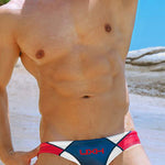 Men's Contrast Color Retro Mesh Bikini Briefs
