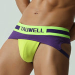 2 Pack Men's Cotton Jockstrap with Colorblock Design Athletic Support Fit