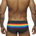 Men's Colorful Striped Stretch Fit Comfy Waistband Swim Briefs