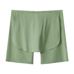 Men's Ice Silk Raised Opening Culottes Mesh Plus Length Boxer Briefs
