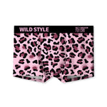 4 Pack Men's Ice Silk Pink Leopard Print Anti-Chafing Stretch Fit Trunks