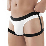 2 Pack Men's Sexy Thong with Elastic Leg Straps and Contoured Pouch