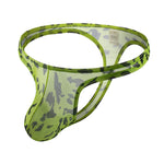 4 Pack Leopard Print See-through Mesh Thongs
