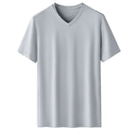 60S Double-Sided Modal Fashion V-neck Men's Solid Color Short-Sleeved T-shirt