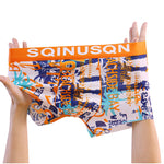 4 Pack Men's Breathable Printed Comfy Waistband Stretch Trunks