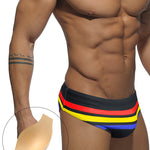 Men's Moisture-Wicking Sexy Striped Color Swim Briefs