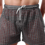 2 Pack Men's Mesh See-Through Shorts with Drawstring Waist