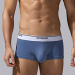 2 Pack Men's Cotton-Spandex Blend Solid Color Elastic Breathable Trunks