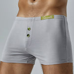 2 Pack Men's Premium Cotton Lightweight & Airy Button Fly Comfy Waistband Trunks