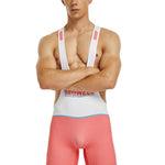 Men’s Spliced Color Wrestling Singlet Bodysuit