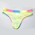 3-pack Men's Rainbow Trim Sheer Mesh Thong