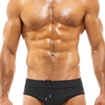 Men's Padded Solid Drawstring Swimsuit Bikini Briefs