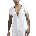 Men’s Button-Front One-Piece Romper – Soft, Stretchy & Comfortable Fit