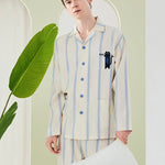 Ultra-Soft Cotton Thin Long-Sleeve Striped Lightweight Luxury Soft Pajama Sets