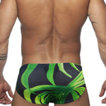Men's Green Leaf Print Beach Bikini