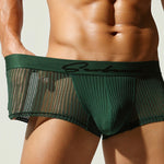 3 Pack Men's Striped Mesh Trunks with Comfort Pouch