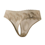 4 Pack Men's High-Stretch & Low-Rise Lace Trim Large Pouch Thongs