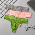 2 Pack Men's Ribbed Low-Rise Support Thongs with U-Shape Pouch
