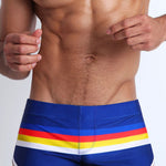 Men's Rainbow Striped Swimming Trunks