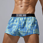 2 Pack Men's Trendy Plaid Odor-Control Seamless Comfort Boxer Shorts