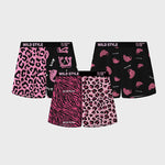 3 Pack Men's Pink Leopard Print Trendy Lightweight & Airy Boxers Briefs