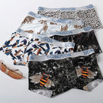 4 Pack Men's Ice Silk Bold Prints Lightweight & Airy Mid-Rise Trunks