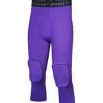 Men's High-Elasticity Impact Protection Hex Knee Guard Activewear Tights