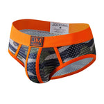 2 Pack Men's Sexy Sheer Camouflage Print Mesh Low-Rise Breathable & Quick-Dry Briefs