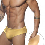 Men's Seamless Comfort Solid Color Shiny Swim Briefs