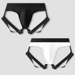 2 Pack Men's Sexy Thong with Elastic Leg Straps and Contoured Pouch