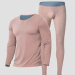 Men's Seamless Double-sided Round Neck Thermal Underwear Set