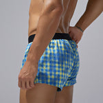 2 Pack Men's Trendy Plaid Odor-Control Seamless Comfort Boxer Shorts