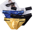 3 Pack Men's Solid Color Trendy Side Cut Low-Rise Lift Bikini