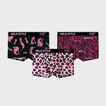 4 Pack Men's Ice Silk Pink Leopard Print Anti-Chafing Stretch Fit Trunks