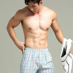 2 Pack Men's Cotton Plaid Boxers with Side Opening and Relaxed Elastic Waistband