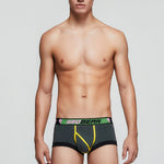 2 Pack Men's Cotton Sport Trunks with U-Pouch & Color-Block Design