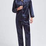 Men's Print Sleepwear Silk Satin Pajamas Set