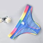 3-pack Men's Rainbow Trim Sheer Mesh Thong