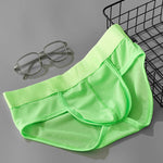 3 Pack Men's Single-Layer Sheer Ice Silk U-Pouch Low-Rise Briefs