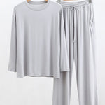 Modal Men's Long Sleeve Long Pants Pajamas | Deep Pocket Thin Plus Size Soft Breathable Loungewear