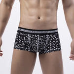 3 Pack Men's Floral Print U-Pouch Slim-Fit Breathable Cotton Trunks