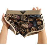 3 Pack Men's Vintage Print Cotton Comfy Waistband Soft Touch Trunks
