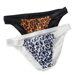 3 Pack Men's Leopard Print Sexy Low-Rise U-Pouch Design Breathable Comfort Bikini