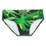 Men's Green Leaf Print Beach Bikini