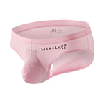 2 Pack Men's Ice Silk Mesh Support Pouch Low-Rise Form-Fitting Solid Color Bikini