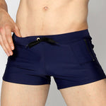 Men's Solid Color Breathable Stretch Swim Trunks