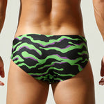 Men's Breathable Tiger Print Beach Vacation Swim Briefs