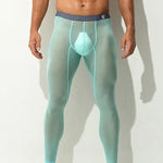 Men's Ice Silk Full Transparent Sexy Fitness Pants Sports Tights