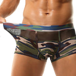 2 Pack Men's Camo Mesh Color Block Stretchy & Breathable Trunks