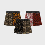 3 Pack Men's Leopard Print Ice Silk Loose-Fit Casual Boxer Briefs